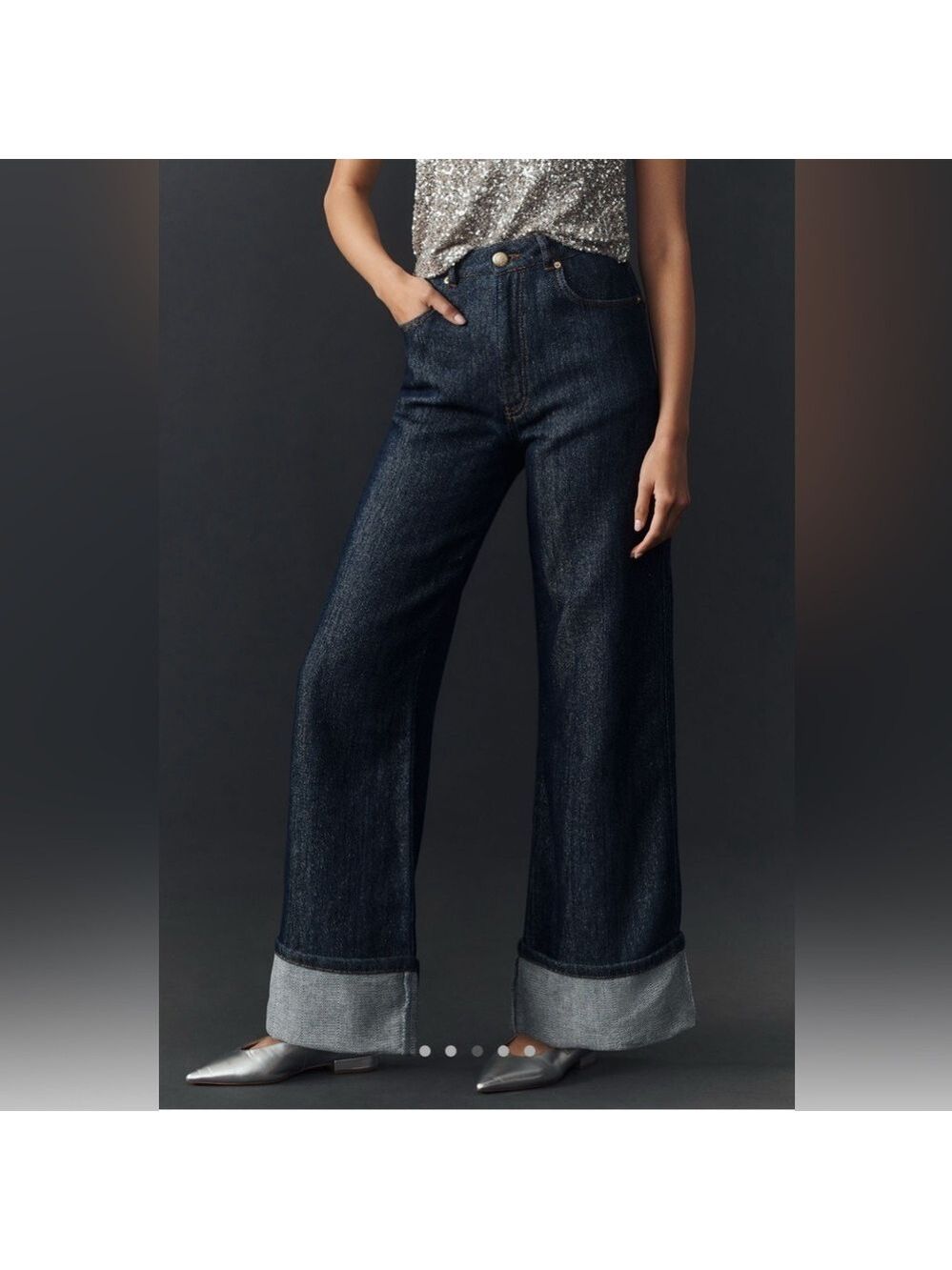Farm Rio DENIM SHINE WIDE LEG PANTS - Picture 8 of 12